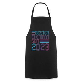 Meilleur mari depuis 2023 1er anniversaire de mariage - Tablier de cuisine - noir - Devant - AI Model Male 185 dark (185cm)