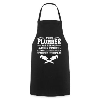 Plumbing Plumber Vintage This - Cooking Apron - black - Front - AI Model Male 185 dark (185cm)
