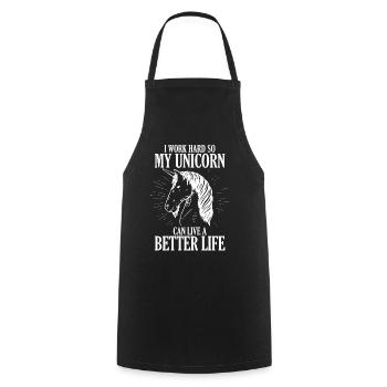 I work hard with it my unicorn - Cooking Apron - black - Front - AI Model Male 185 dark (185cm)