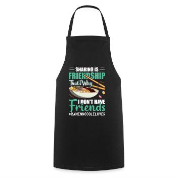 Sharing is friendship - ramen noodle - Cooking Apron - black - Front - AI Model Male 185 dark (185cm)