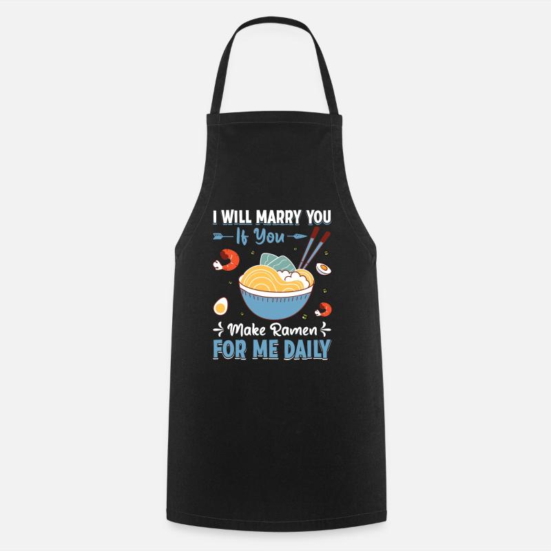 Je t’épouserai si tu me fais des ramen - Tablier de cuisine - noir
