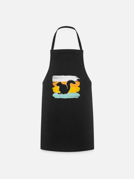 Eichhörnchen Retro - Kochschürze - Schwarz