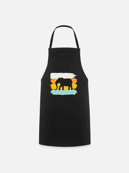 Elefant Retro - Kochschürze - Schwarz