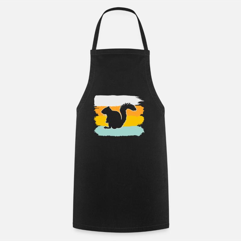 Eichhörnchen Retro - Kochschürze - Schwarz