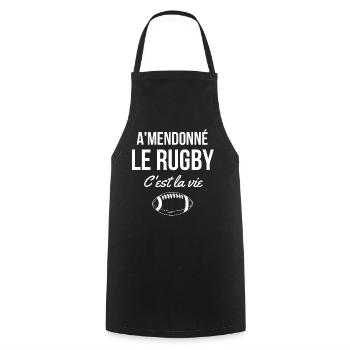 rugby, rugby sport, jouer au rugby - Tablier de cuisine - noir - Devant - AI Model Male 185 dark (185cm)