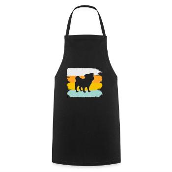 Mops Retro - Kochschürze - Schwarz - Vorne - AI Model Male 185 dark (185cm)
