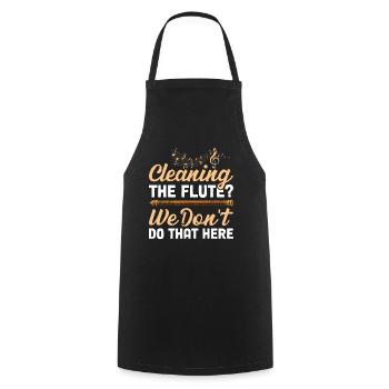 Cleaning the flute? That's not what we do here - flute - Cooking Apron - black - Front - AI Model Male 185 dark (185cm)