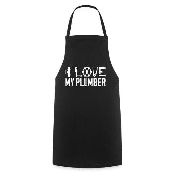 Plumbing Plumber Wife Girlfriend - Cooking Apron - black - Front - AI Model Male 185 dark (185cm)