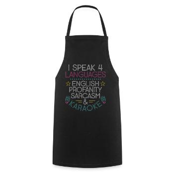 Karaoke Singer I Speak 4 Languages - Cooking Apron - black - Front - AI Model Male 185 dark (185cm)