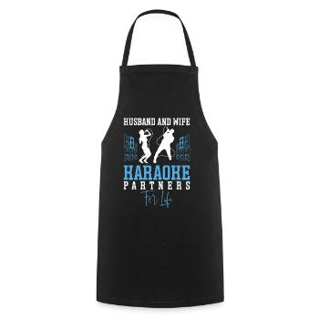 Chanteur de karaoké Mari Femme - Tablier de cuisine - noir - Devant - AI Model Male 185 dark (185cm)