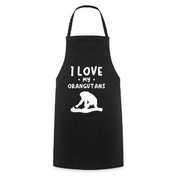 J’aime mes orangs-outans - Orang-outan singe orang-outan - Tablier de cuisine - noir - Devant - AI Model Male 185 dark (185cm)