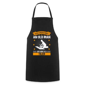 Tiler Old Man Quote Men's Gift - Cooking Apron - black - Front - AI Model Male 185 dark (185cm)