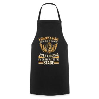 Karaoke Singer Karaoke-A-Holic On - Cooking Apron - black - Front - AI Model Male 185 dark (185cm)