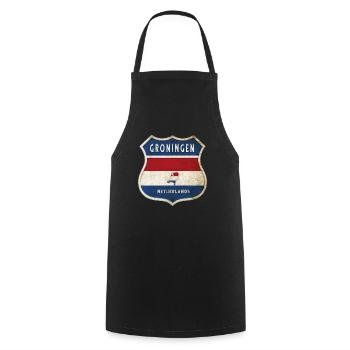 Groningen Niederlande Wappen Design - Kochschürze - Schwarz - Vorne - AI Model Male 185 dark (185cm)