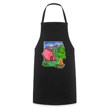 Camping Camping Motif - Cooking Apron - black - Front - AI Model Male 185 dark (185cm)