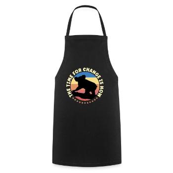 Global Warming The Time For Change Retro Activism - Cooking Apron - black - Front - AI Model Male 185 dark (185cm)