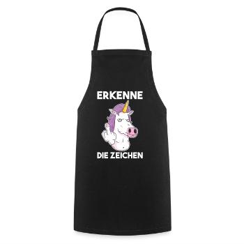 Erkenne Die Zeichen Einhorn - Kochschürze - Schwarz - Vorne - AI Model Male 185 dark (185cm)