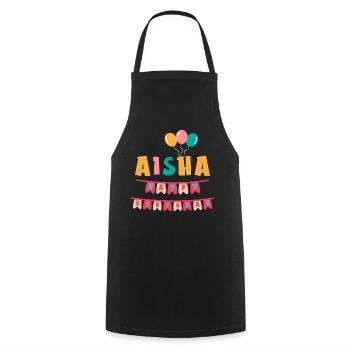 Aisha t-shirt joyeux anniversaire joyeux anniversaire - Tablier de cuisine - noir - Devant - AI Model Male 185 dark (185cm)
