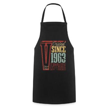 1963 Birthday Year of birth Year of construction Vintage Retro - Cooking Apron - black - Front - AI Model Male 185 dark (185cm)