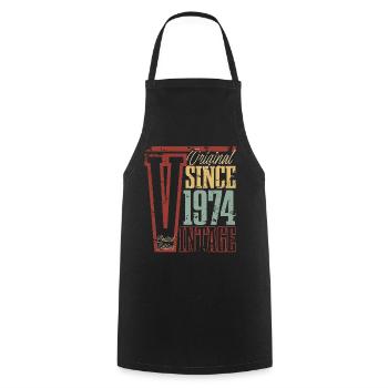 1974 Birthday Year of birth Year of construction Vintage Retro - Cooking Apron - black - Front - AI Model Male 185 dark (185cm)