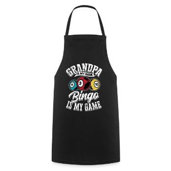Bingo Jeu Joueur de bingo Grand-mère Loterie de jeu - Tablier de cuisine - noir - Devant - AI Model Male 185 dark (185cm)