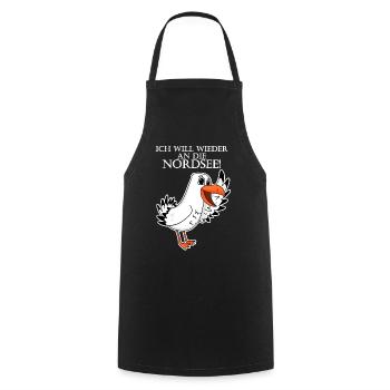 Nordsee Plattdeutsch Spruch Moin Möwe - Kochschürze - Schwarz - Vorne - AI Model Male 185 dark (185cm)