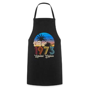 Cadeau d’anniversaire rond Vintage 1973 - Tablier de cuisine - noir - Devant - AI Model Male 185 dark (185cm)