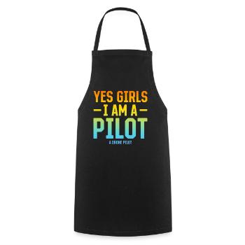 Oui les filles Je suis un pilote Un pilote de drone - Tablier de cuisine - noir - Devant - AI Model Male 185 dark (185cm)