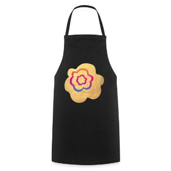 Gradient Flower Gold Yoga Meditation Namaste Om - Cooking Apron - black - Front - AI Model Male 185 dark (185cm)