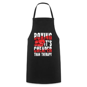 Boxing It's Cheaper Than Therapy - Kochschürze - Schwarz - Vorne - AI Model Male 185 dark (185cm)