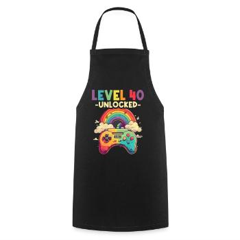 Level 40 Jahre Gaming 40er 40 Geburtstag - Kochschürze - Schwarz - Vorne - AI Model Male 185 dark (185cm)