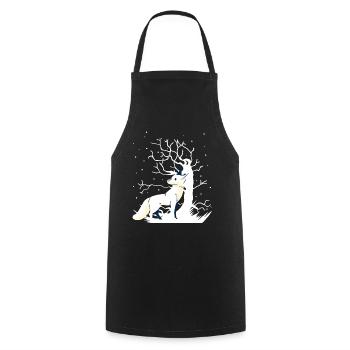 Fox Forest Animaux Neige Hiver Cadeau de Noël - Tablier de cuisine - noir - Devant - AI Model Male 185 dark (185cm)