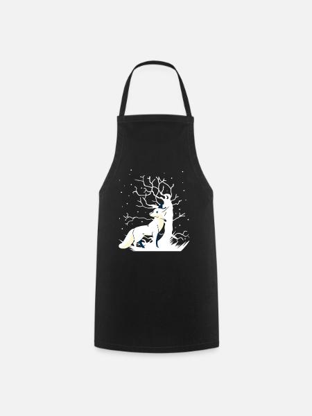 Fuchs Waldtiere Schnee Winter Weihnachtsgeschenk - Kochschürze - Schwarz