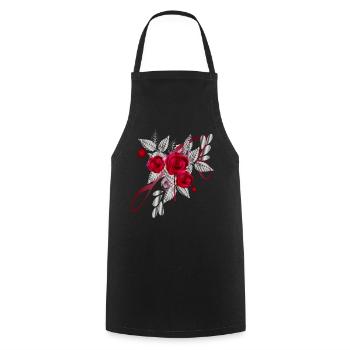 Bouquet argenté de la Saint-Valentin avec des roses - Tablier de cuisine - noir - Devant - AI Model Male 185 dark (185cm)