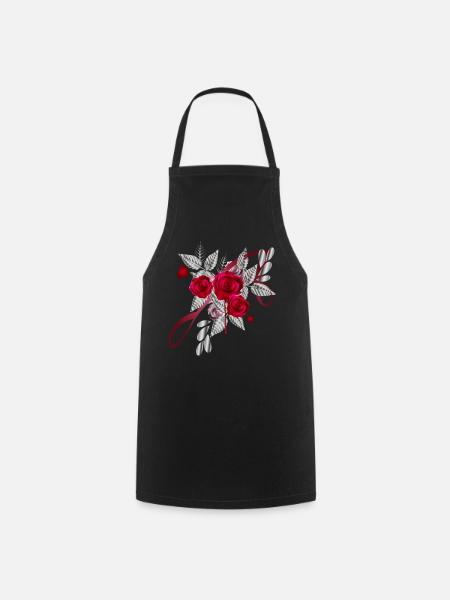 Bouquet argenté de la Saint-Valentin avec des roses - Tablier de cuisine - noir