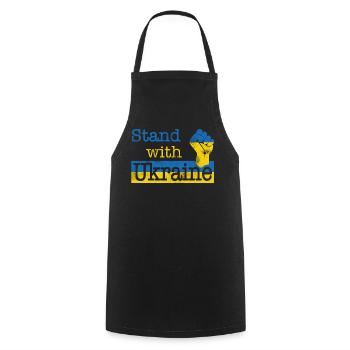 Stand with Ukraine! blue yellow - Cooking Apron - black - Front - AI Model Male 185 dark (185cm)