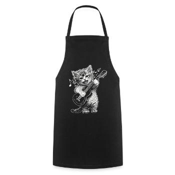 Süße Kleine Katze Spielt E-Gitarre - Kochschürze - Schwarz - Vorne - AI Model Male 185 dark (185cm)