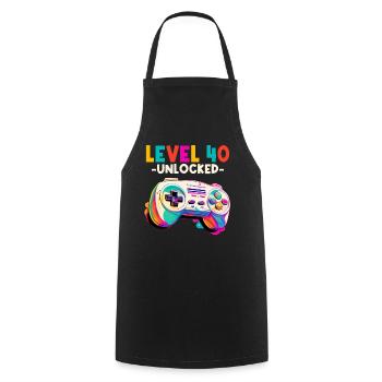 Level 40 Jahre Gaming 40er 40 Geburtstag - Kochschürze - Schwarz - Vorne - AI Model Male 185 dark (185cm)