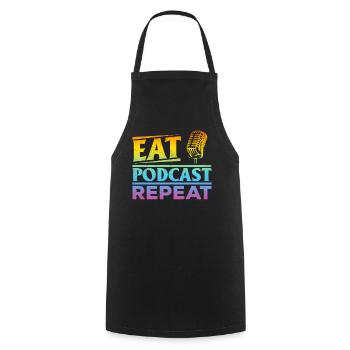 Podcasting Podcast Host Podcaster - Eat Podcast Re - Tablier de cuisine - noir - Devant - AI Model Male 185 dark (185cm)