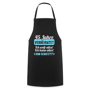 45 Jahr verheiratet weiß alles 45.Hochzeitstag - Kochschürze - Schwarz - Vorne - AI Model Male 185 dark (185cm)