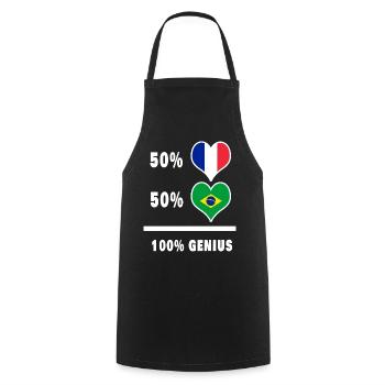 Drapeau du Brésil et de la France 100% génial - Tablier de cuisine - noir - Devant - AI Model Male 185 dark (185cm)