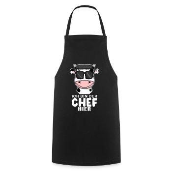 Cool Kuh Chef Spruch - Kochschürze - Schwarz - Vorne - AI Model Male 185 dark (185cm)