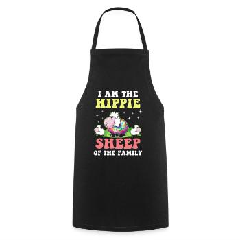 Hippie Peace Groovy Flowerpower Boho Woodstock - Tablier de cuisine - noir - Devant - AI Model Male 185 dark (185cm)