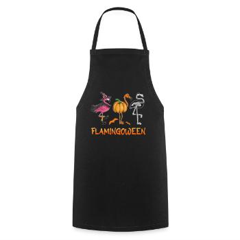 Flamingo Hexe Kürbis Skelett Halloween Kostüm - Kochschürze - Schwarz - Vorne - AI Model Male 185 dark (185cm)
