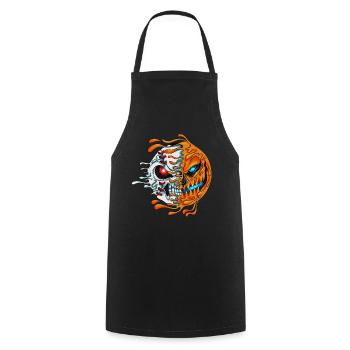Burning Pumpkin Luminous Skeleton Halloween - Cooking Apron - black - Front - AI Model Male 185 dark (185cm)