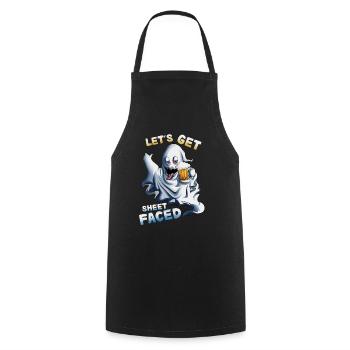 Let's Get Sheet Faced Beer Drinking on Halloween - Cooking Apron - black - Front - AI Model Male 185 dark (185cm)
