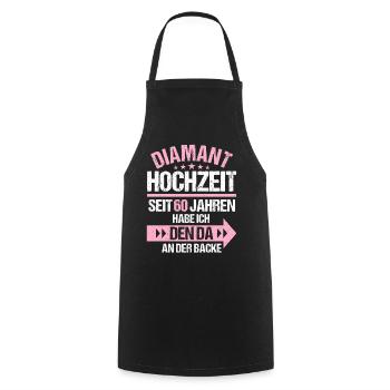 60 verheiratet Diamant Hochzeit 60.Hochzeitstag - Kochschürze - Schwarz - Vorne - AI Model Male 185 dark (185cm)