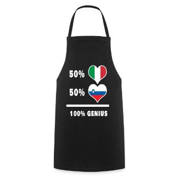 Slowenien und Italien Flaggen 100% genial - Kochschürze - Schwarz - Vorne - AI Model Male 185 dark (185cm)