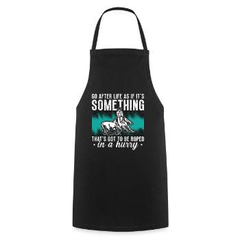 Cutting Horse Go After Life As If Rodeo Horseman - Cooking Apron - black - Front - AI Model Male 185 dark (185cm)