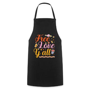 Free Love Y'all Valentine's Day Celebration for Couples - Cooking Apron - black - Front - AI Model Male 185 dark (185cm)